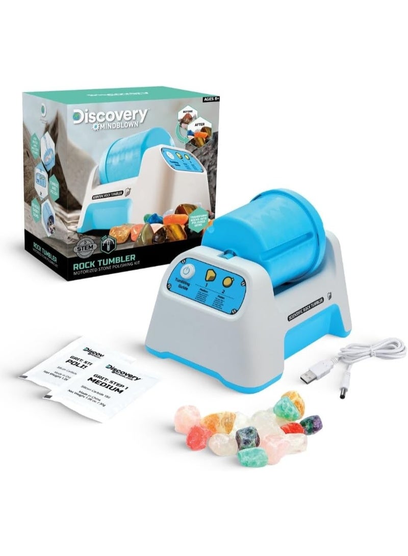 Discovery™ #MINDBLOWN Rock Tumbler Starter Kit – Stone Polishing Set with Rocks, Grit, Gem Case| STEM Science Project Kit for Kids & Beginners| Cool Toy for Boys & Girls Ages 8+ - Image 1